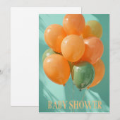 Festive Balloons Baby shower Invitation Feestdagenkaart (Voorkant / Achterkant)