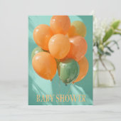Festive Balloons Baby shower Invitation Feestdagenkaart (Staand voorkant)