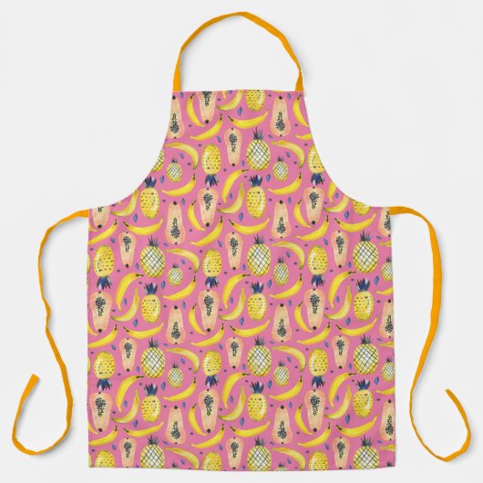 Festive Banana Papaya Pineapple Fruit Pattern Schort (Voorkant)