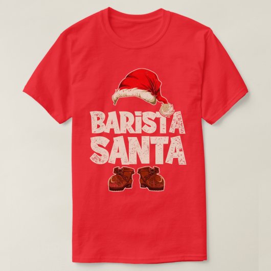 Festive Barista Santa Claus Kerstmis T-shirt (Design voorkant)