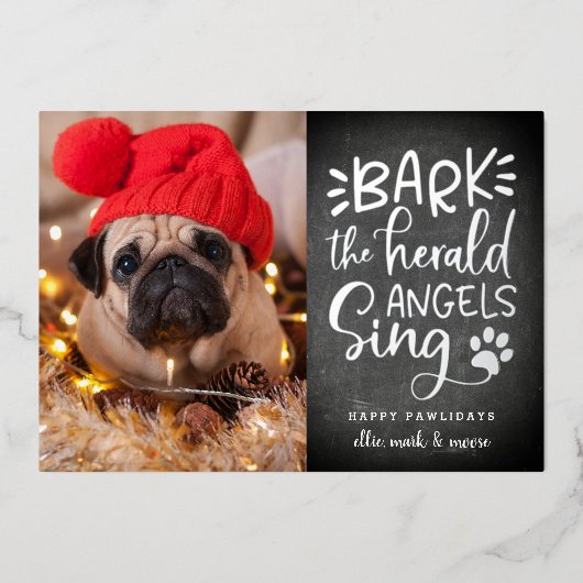 Festive Barks | Dog Pet-foto Folie Feestdagenkaart (Voorkant)