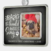 Festive Barks | Eerste kerstdag foto's pet Verzilverd Omlijst Ornament (Links)