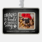 Festive Barks | Eerste kerstdag foto's pet Verzilverd Omlijst Ornament (Voorkant)