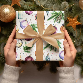 Festive Bauble Waterverf Kerstmis Cadeaupapier