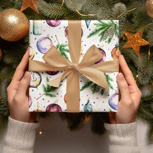 Festive Bauble Waterverf Kerstmis Cadeaupapier