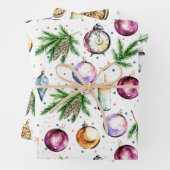 Festive Bauble Waterverf Kerstmis Inpakpapier Vel (In situ)