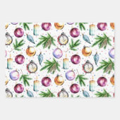 Festive Bauble Waterverf Kerstmis Inpakpapier Vel (Voorkant)