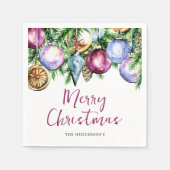 Festive Bauble Waterverf kerstparty Servet (Voorkant)