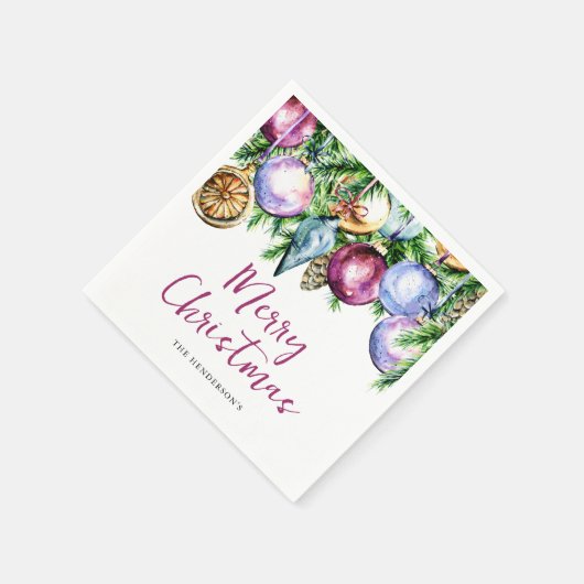 Festive Bauble Waterverf kerstparty Servet (Hoek)
