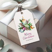 Festive Bauble Waterverf Merry kerst Cadeaulabel