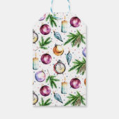 Festive Bauble Waterverf Merry kerst Cadeaulabel (Achterkant)