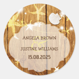 Festive Beach String Lights Wedding Ronde Sticker