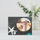 Festive Beach Weddenschap Photo Save the Date Aankondigingskaart (Staand voorkant)