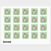 Festive Beagle Painter and Cat Companion Art Vierkante Sticker (Vel)
