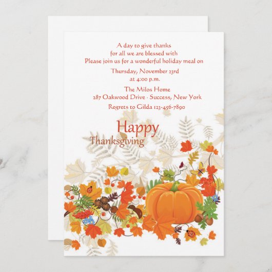 Festive Bedankt Thanksgiving Uitnodiging (Voorkant / Achterkant)