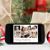 Festive Beige Script 5 Photo Collage Feestdagenkaart