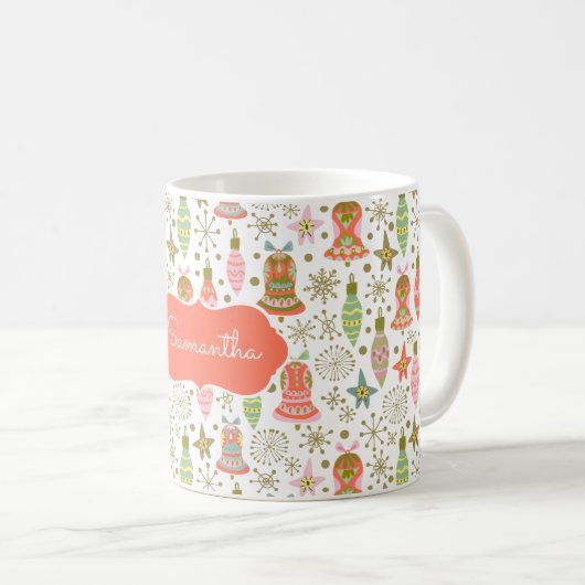 Festive Bells Pattern Personalized Mug Koffiemok (Voorkant rechts)