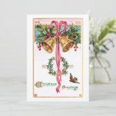 Festive  Bells, Ribbon and Holly Feestdagenkaart (Staand voorkant)