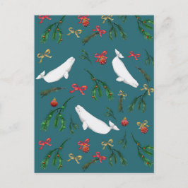 Festive Beluga Whale Illustration Kerstmis Briefkaart