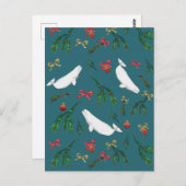 Festive Beluga Whale Illustration Kerstmis Briefkaart (Voorkant / Achterkant)