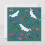 Festive Beluga Whale Illustration Kerstmis Feestdagenkaart (Voorkant)