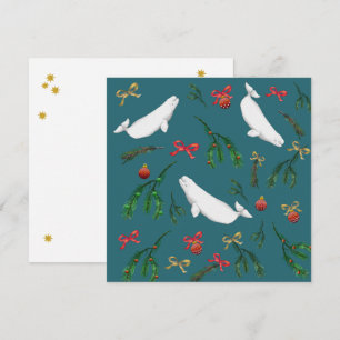 Festive Beluga Whale Illustration Kerstmis Feestdagenkaart
