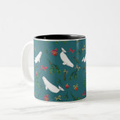 Festive Beluga Whale Illustration Kerstmis Tweekleurige Koffiemok (Voorkant links)