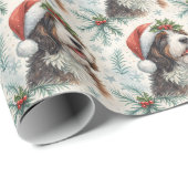 Festive Bernedoodle Dog Santa Hat Watercolor Cadeaupapier (Rol Hoek)