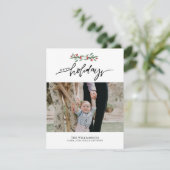 Festive Berries Hand Lettered Prettige feestdagen  Feestdagenkaart (Staand voorkant)