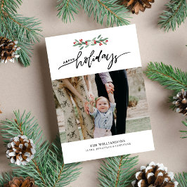 Festive Berries Hand Lettered Prettige feestdagen  Feestdagenkaart