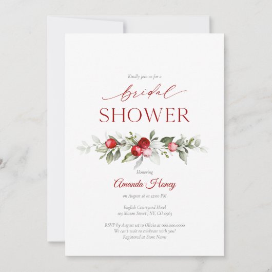 Festive Berry Bridal Shower Invitation Kaart (Voorkant)