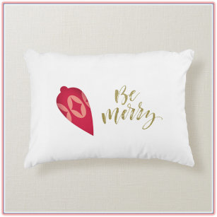Festive Berry Color Ornament be Merry Accent Kussen