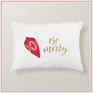 Festive Berry Color Ornament be Merry Accent Kussen