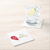 Festive Berry Color Ornament be Merry Kartonnen Onderzetters (Insitu)