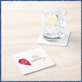 Festive Berry Color Ornament be Merry Kartonnen Onderzetters