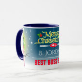 Festive Best Boss Ever met Snowman Kerstmis Mok (Voorkant links)