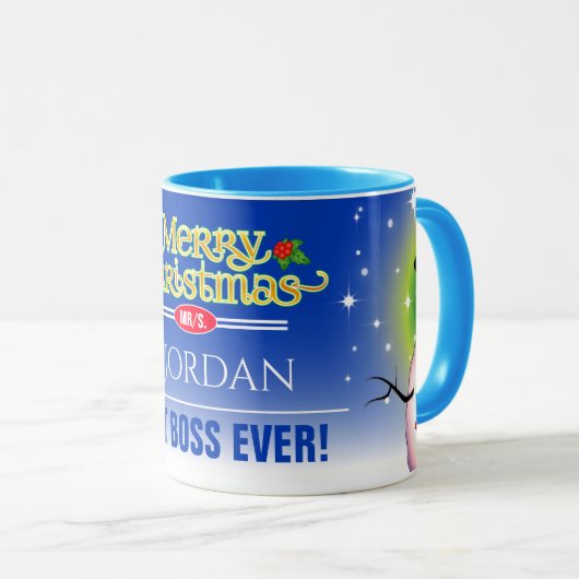 Festive Best Boss Ever met Snowman Kerstmis Mok (Voorkant rechts)
