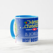 Festive Best Boss Ever met Snowman Kerstmis Mok (Voorkant links)