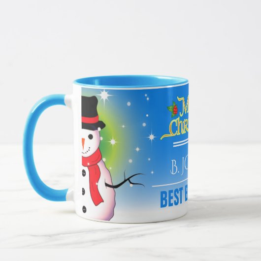 Festive Best Boss Ever met Snowman Kerstmis Mok (Links)
