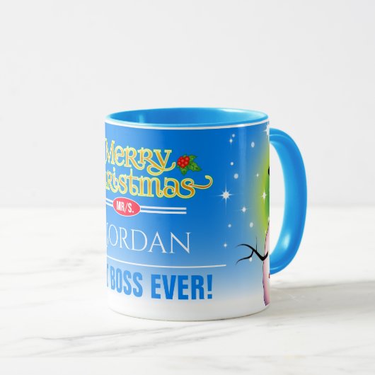Festive Best Boss Ever met Snowman Kerstmis Mok (Voorkant rechts)
