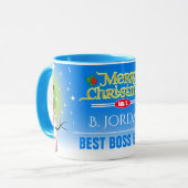 Festive Best Boss Ever met Snowman Kerstmis Mok (Voorkant links)