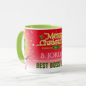 Festive Best Boss Ever met Snowman Kerstmis Mok (Voorkant links)