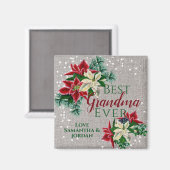 Festive Best Grandma Ever Floral Poinsettia Magneet (Voorkant / Achterkant)