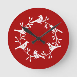 Festive Bird and Flower Scandi Wreate Ronde Klok