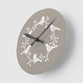 Festive Bird and Flower Scandi Wreate Ronde Klok (Hoek)