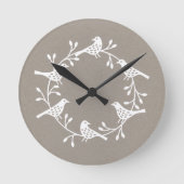 Festive Bird and Flower Scandi Wreate Ronde Klok (Voorkant)