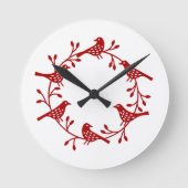 Festive Bird and Flower Scandi Wreate Ronde Klok (Voorkant)