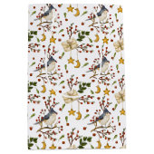 Festive Bird and Red Berries Medium Cadeauzakje (Voorkant)