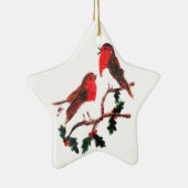 Festive Bird Art, Robin Holly Keramisch Ornament (Rechts)