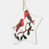 Festive Bird Art, Robin Holly Keramisch Ornament (Links)